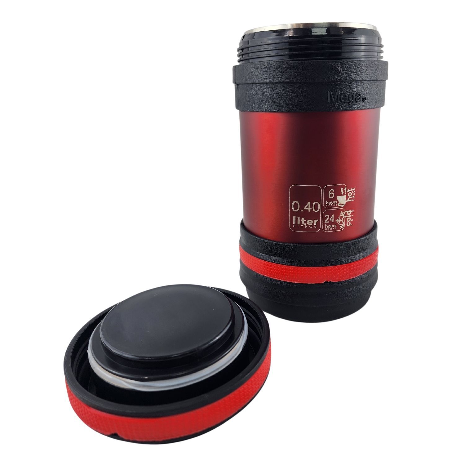 Termo Mega Maxx 400ml Comidas Metalico Acero Inoxidable Rojo image number 3.0