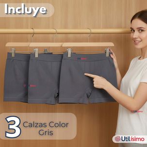 Pack 3 Calzas Cortas Escolar Pata Deportivas Ni&ntilde;a Juvenil Color G