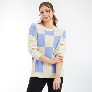Sweater Cuadros Color Regular Cuello Redondo Mujer Freedom