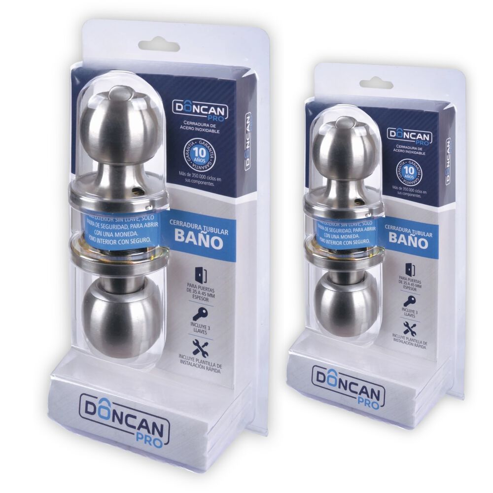 Pack De 2 Cerraduras De Baño Doncan Pro De Acero Inoxidable image number 0.0