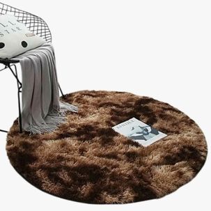 Alfombra Redonda Peluda Caf&eacute;