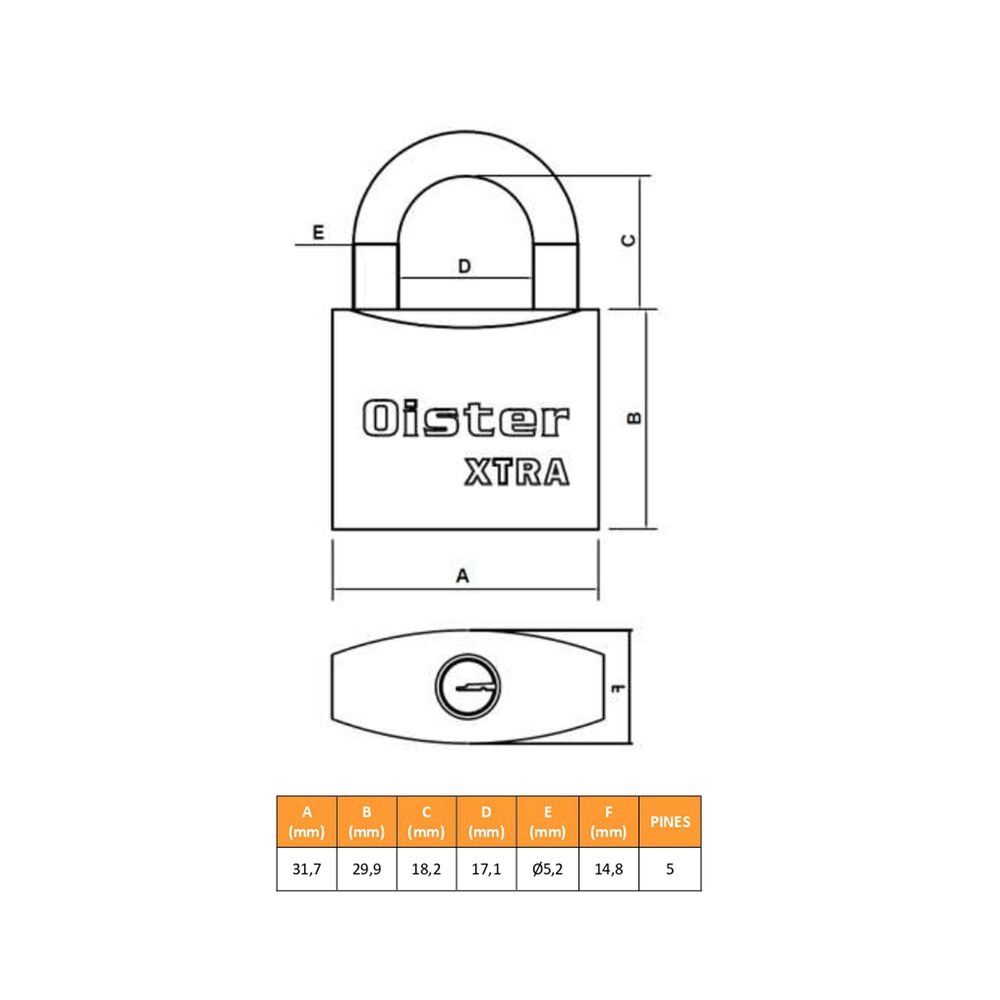 Candado Oister Xtra 30mm image number 5.0