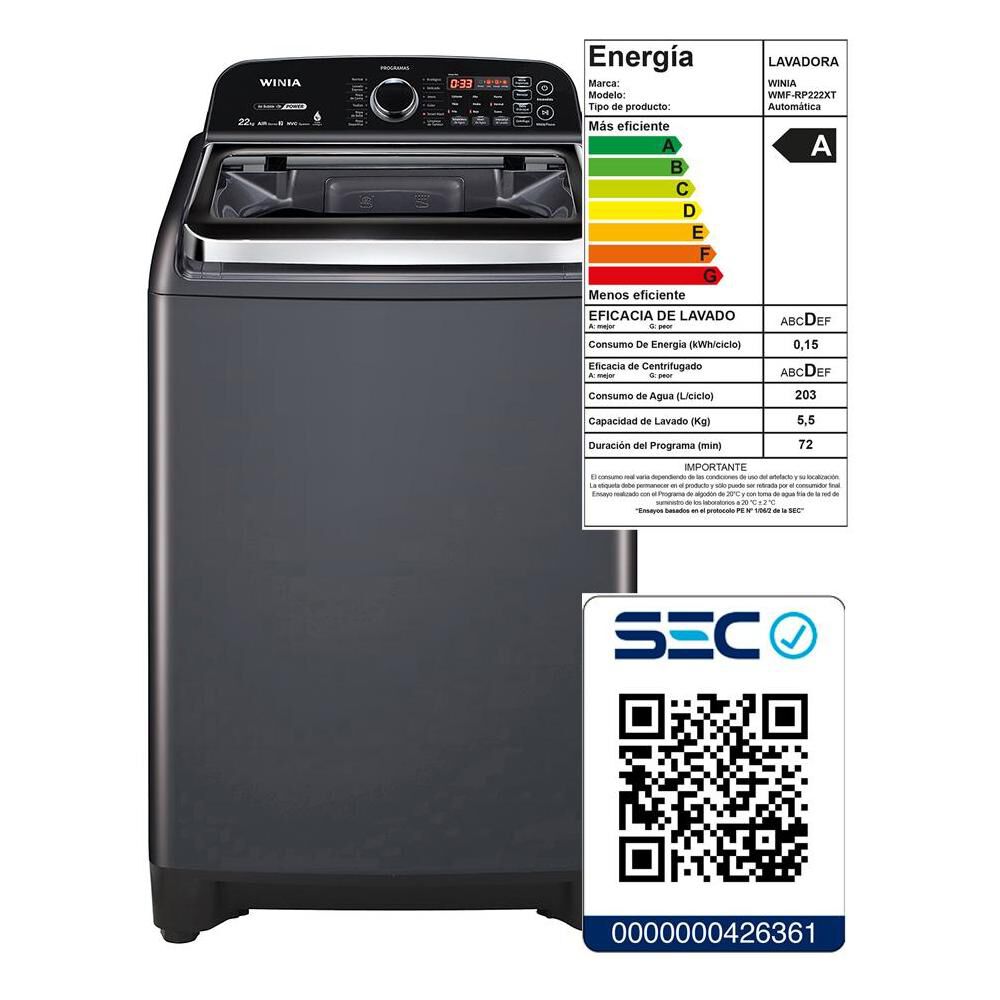 Lavadora Winia / WMF-RP222XT / 22 Kg image number 5.0