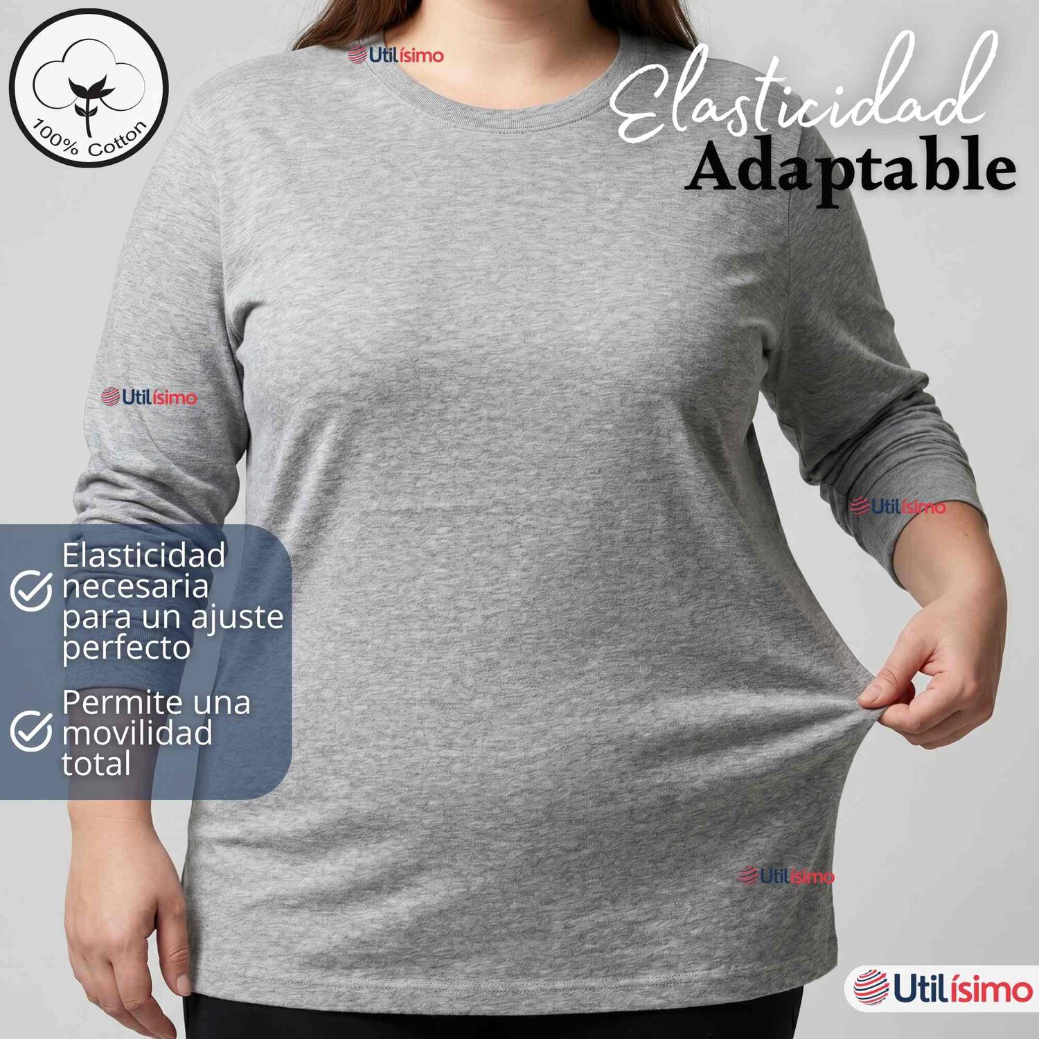 Camiseta Polera Algod&oacute;n Basico Oversize Manga Larga Primera Capa Mujer image number 5.0