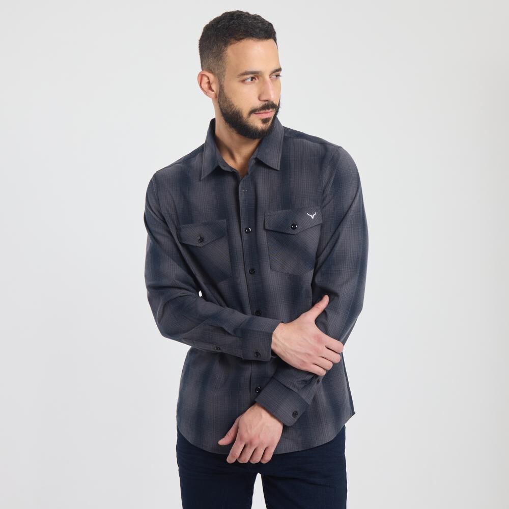 Camisa Estampada Slim Manga Larga Hombre Az Black image number 0.0