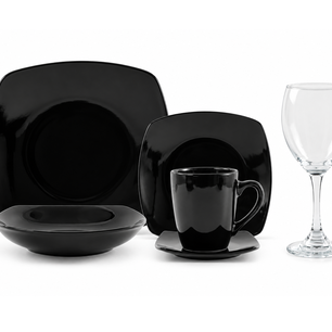 Juego de Vajilla Noir 30 pzas + Set de 6 Copas Vino Tinto Versalles