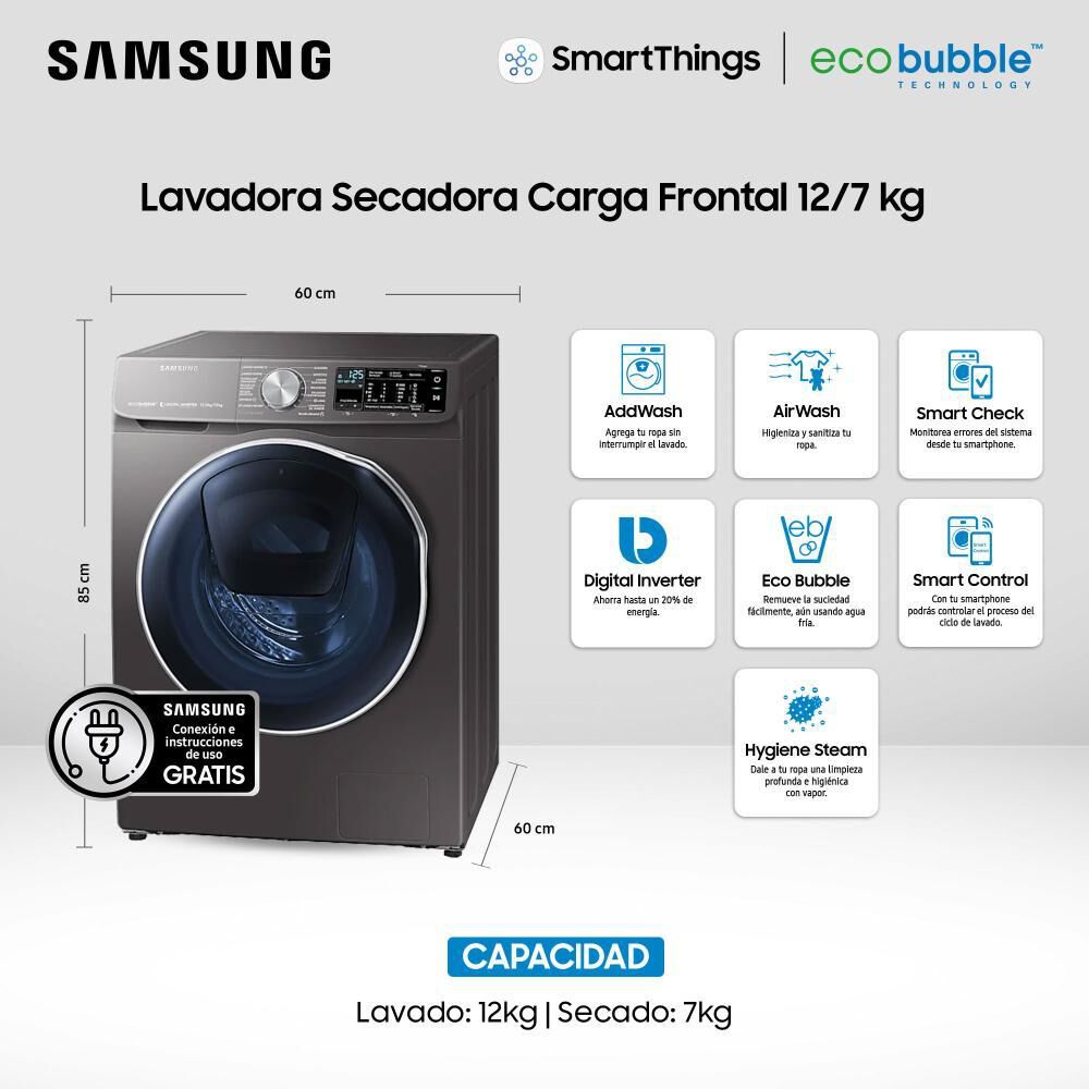 Lavadora-Secadora Samsung / WD12N64FR2X / 12 Kg / 7 Kg image number 9.0