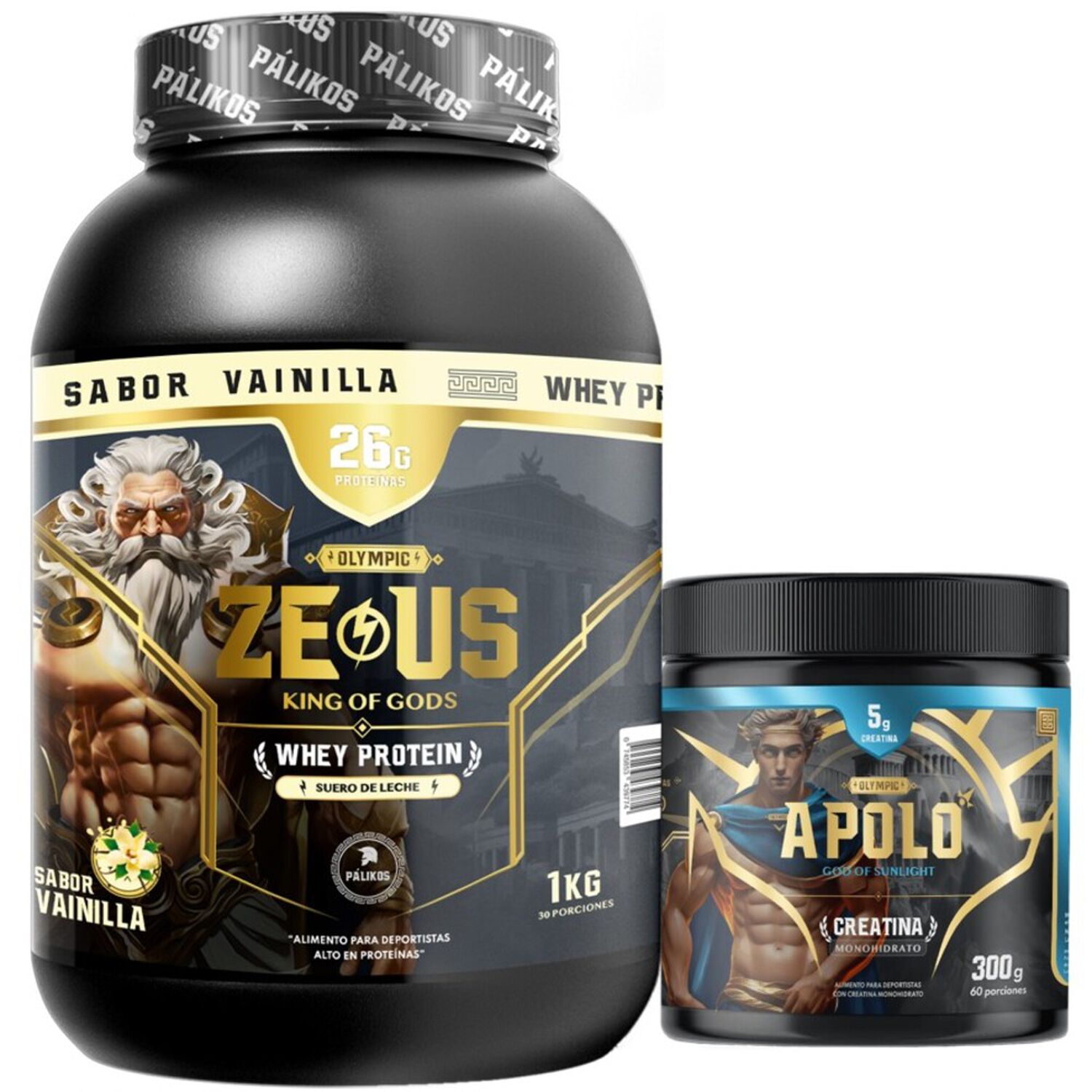Pack Guerrero-1 Whey Protein Zeus Vainilla 1 Kg + Creatina Apolo 300 G image number 0.0