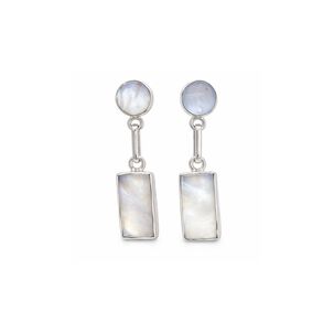 Aros N&aacute;car Rectangular Plata 950 Tornillo Mariposa Colgantes Mujer Elegantes Piedra Blanca.