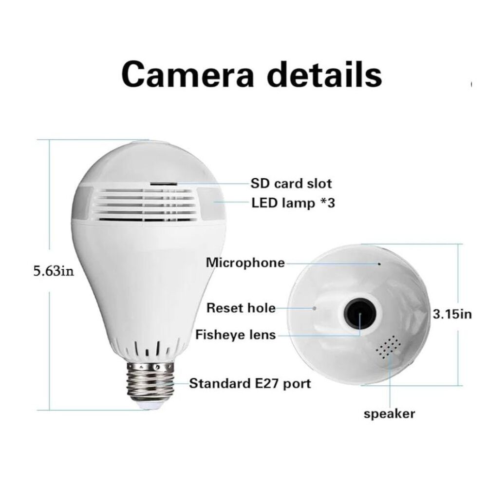 Ampolleta Led Con Camara 360° Hd Wifi Luz Blanco image number 2.0