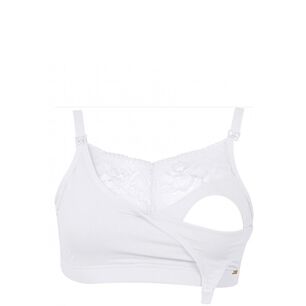 Sosten Lactancia Semi Encaje Algod&oacute;n Blanco 2rios