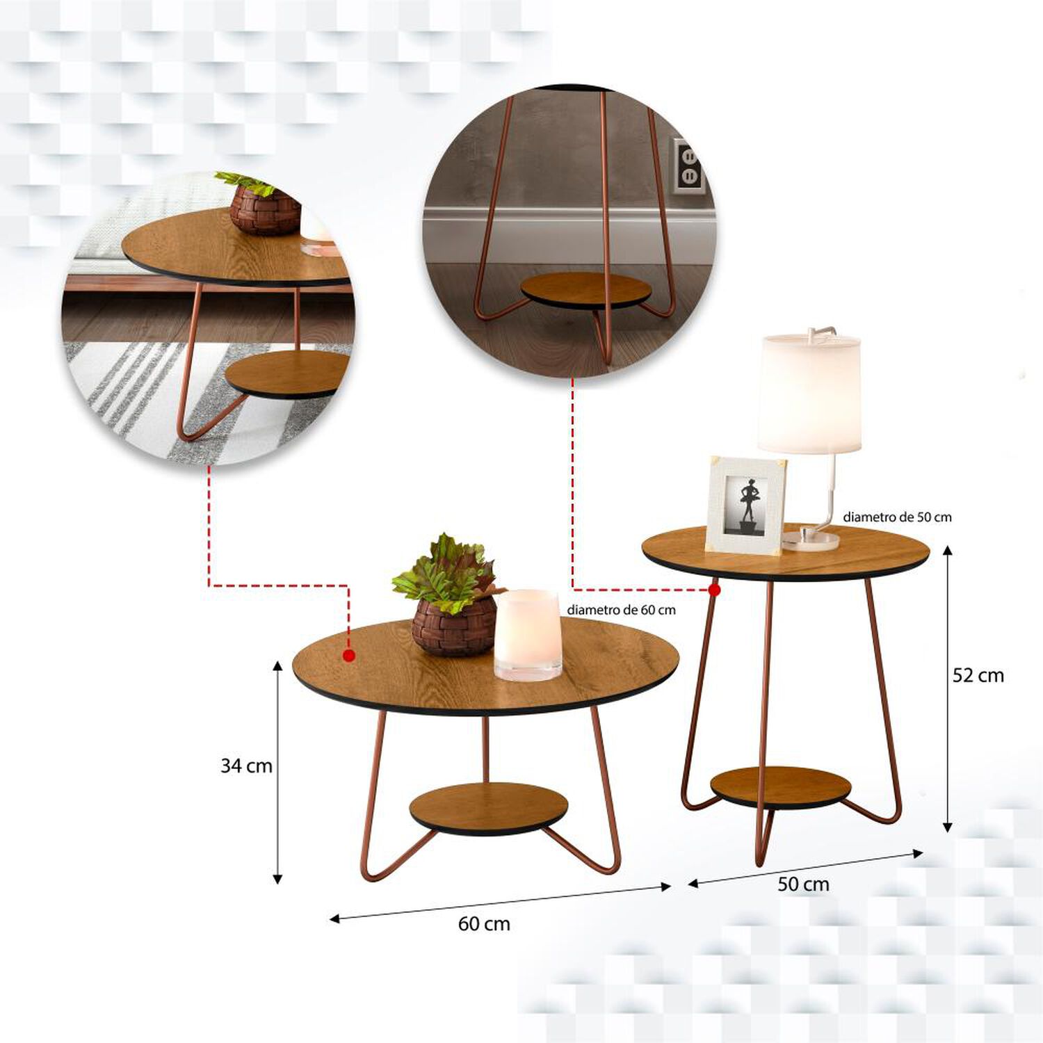 Set De Mesa De Centro + Mesa Lateral Altavisi&oacute;n Liz image number 1.0