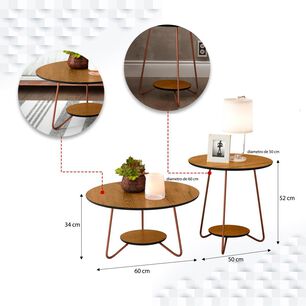 Set De Mesa De Centro + Mesa Lateral Altavisi&oacute;n Liz
