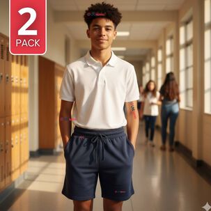 Pack 2 Pantal&oacute;n Corto Short Escolar Juvenil Algod&oacute;n Deportivo Azul Marino