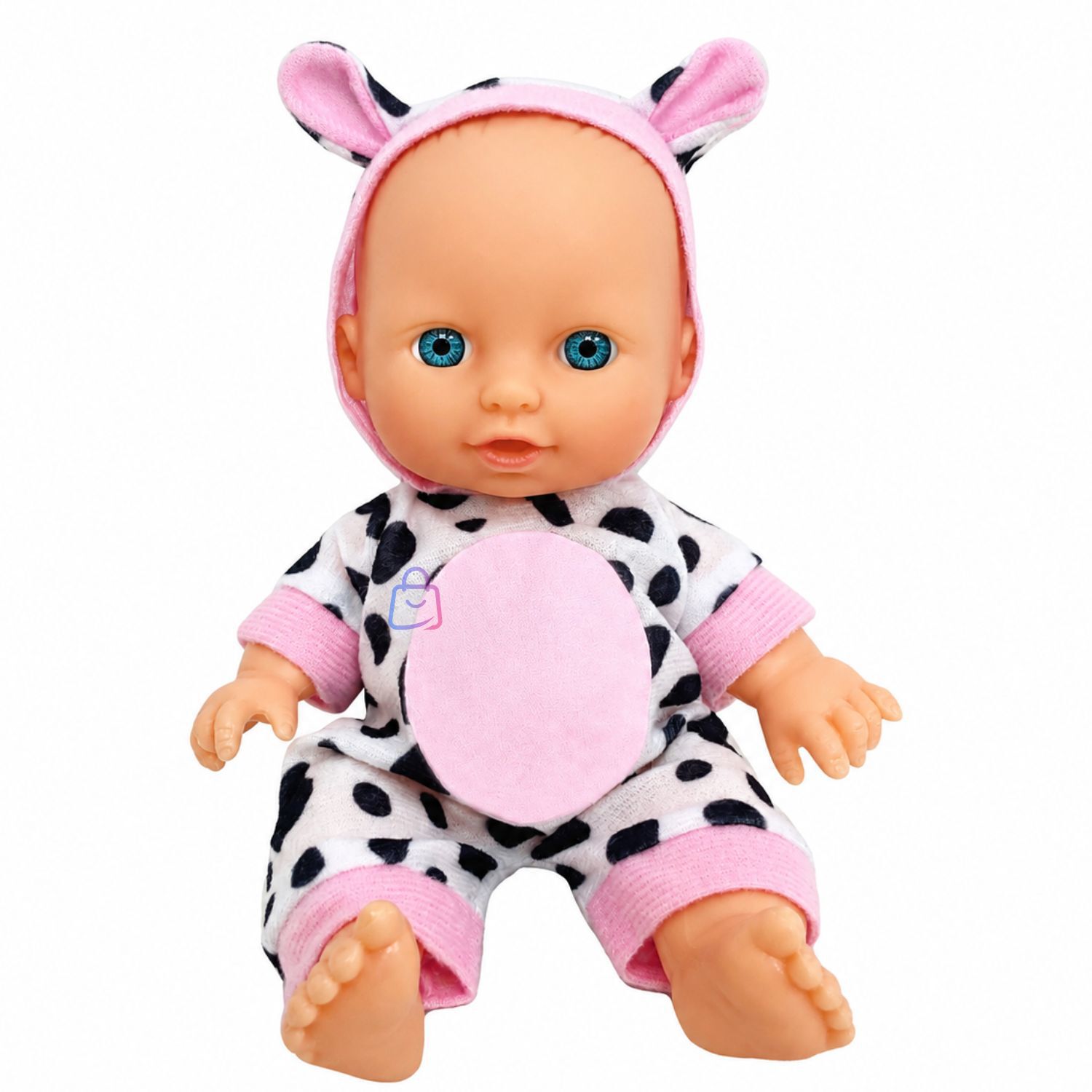 Mu&ntilde;eca Beb&eacute; Perfumada Tama&ntilde;o 23cm Con Pijama De Vaca - Ps image number 1.0