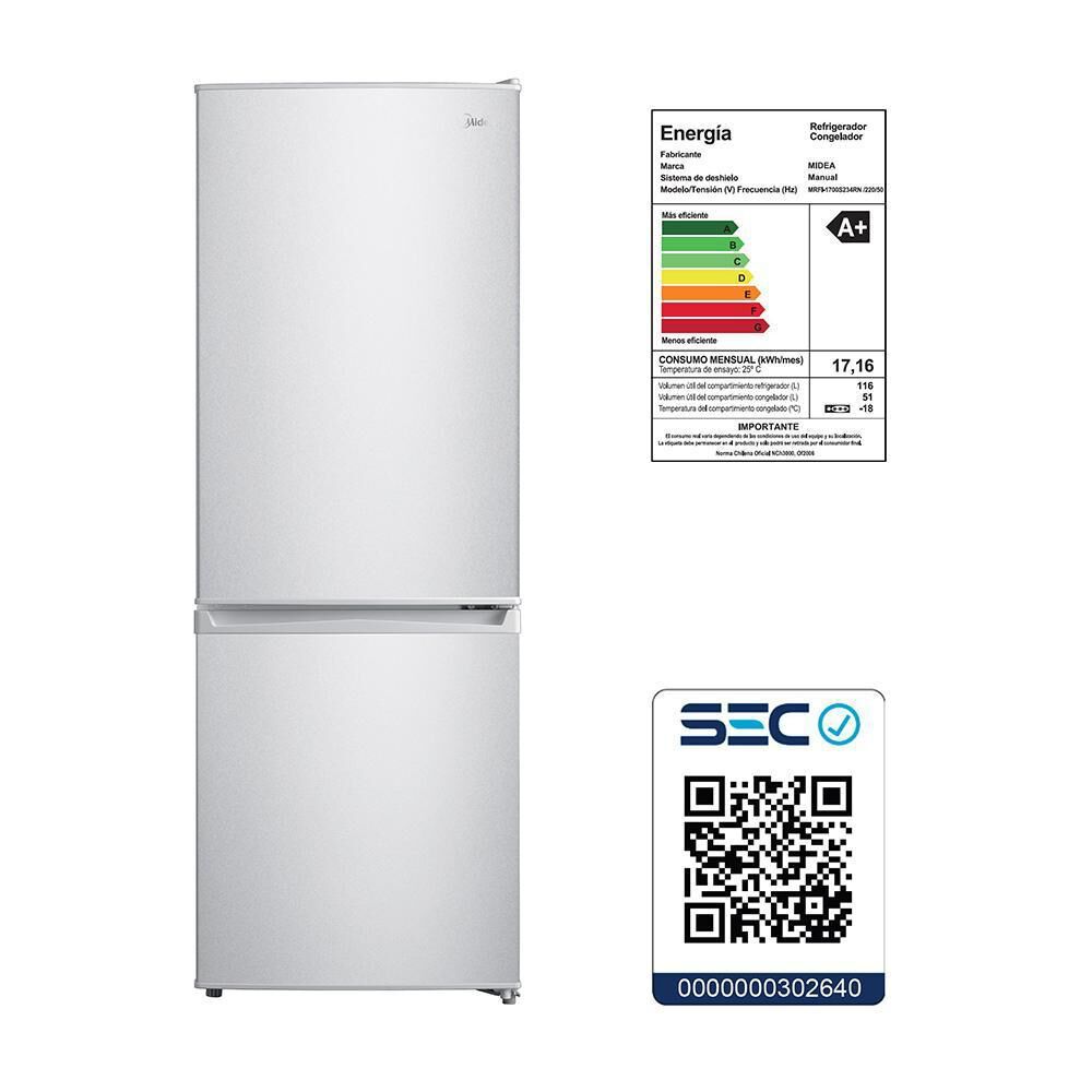 Refrigerador Bottom Freezer Midea MRFI-1700S234RN / Frío Directo / 167 Litros / A+ image number 7.0