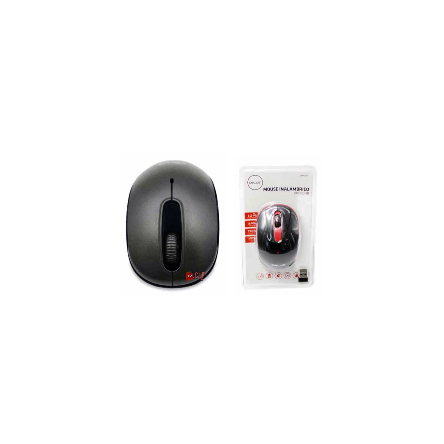 Mouse Inal&aacute;mbrico &Oacute;ptico 1000dpi Color Negro - Ps image number 1.0