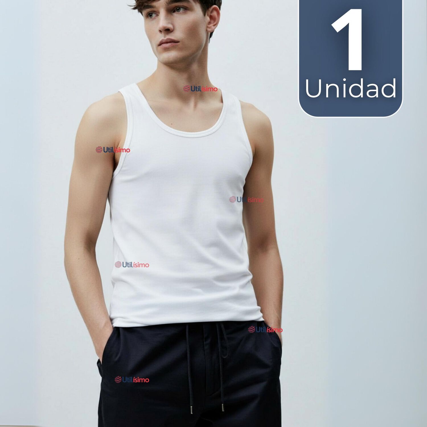 Camiseta Sin Manga B&aacute;sica Suave 100% Algod&oacute;n Blanco Juvenil image number 0.0