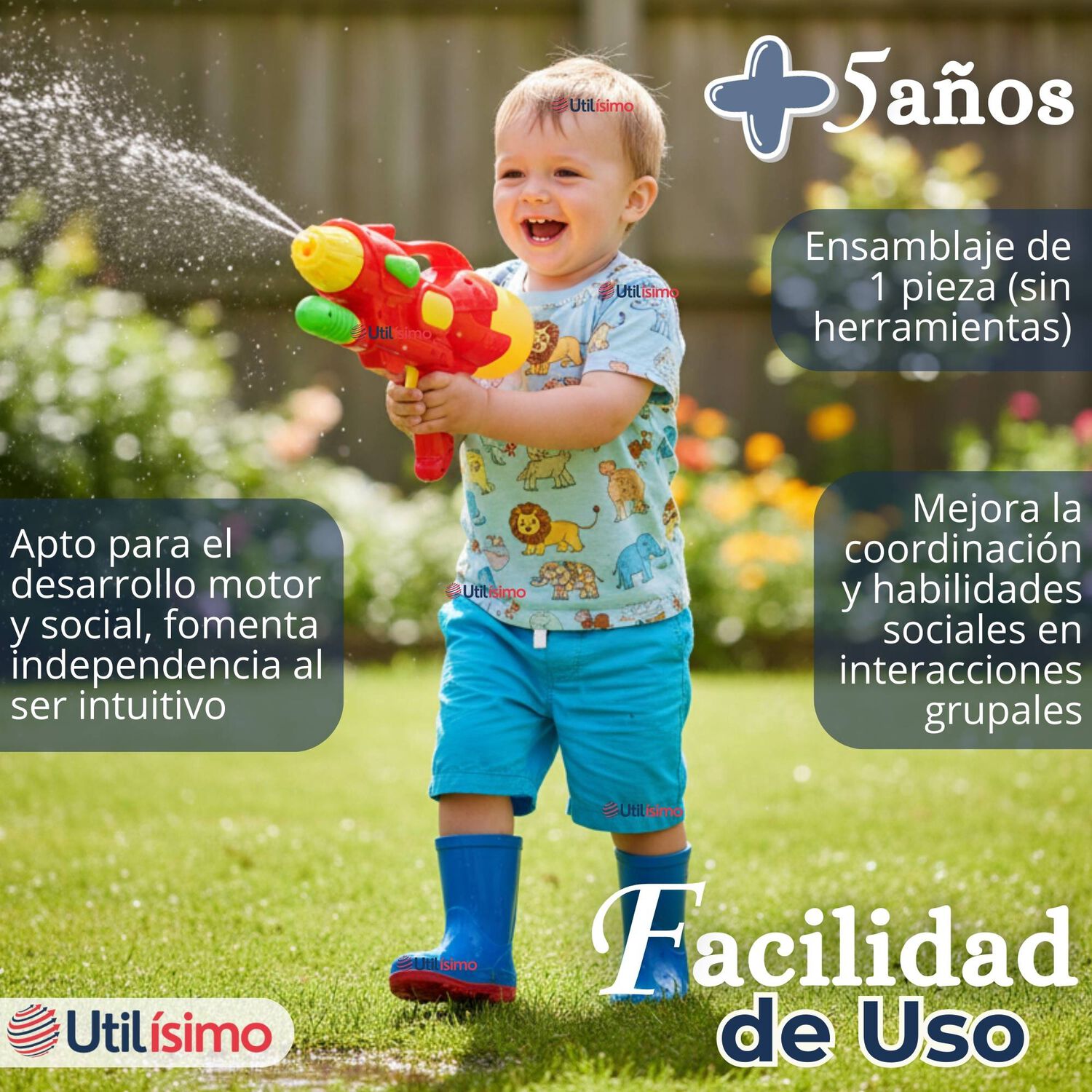 Pack 2 Pistolas De Agua 300ml 32cm Colores Surtidos Juguete Lanza Agua Ni&ntilde;o Ni&ntilde;a image number 5.0