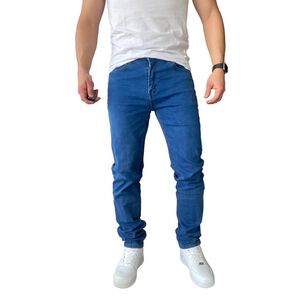 Jeans Hombre Elasticados Slim Fit Azul Medio