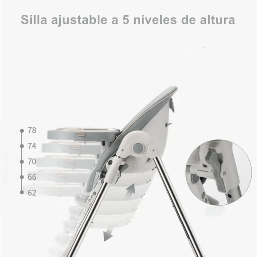 Silla De Comer Lubabycas Plegable Con Ruedas Gris image number 7.0