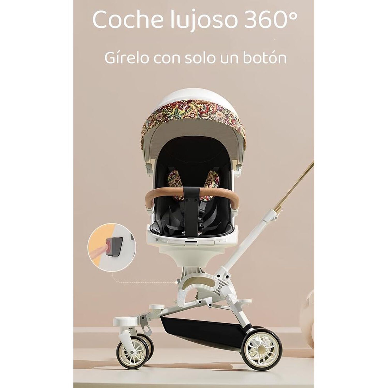 Coche De Paseo 360&deg; 3 En 1 Reclinable Lubabycas Blanco image number 4.0
