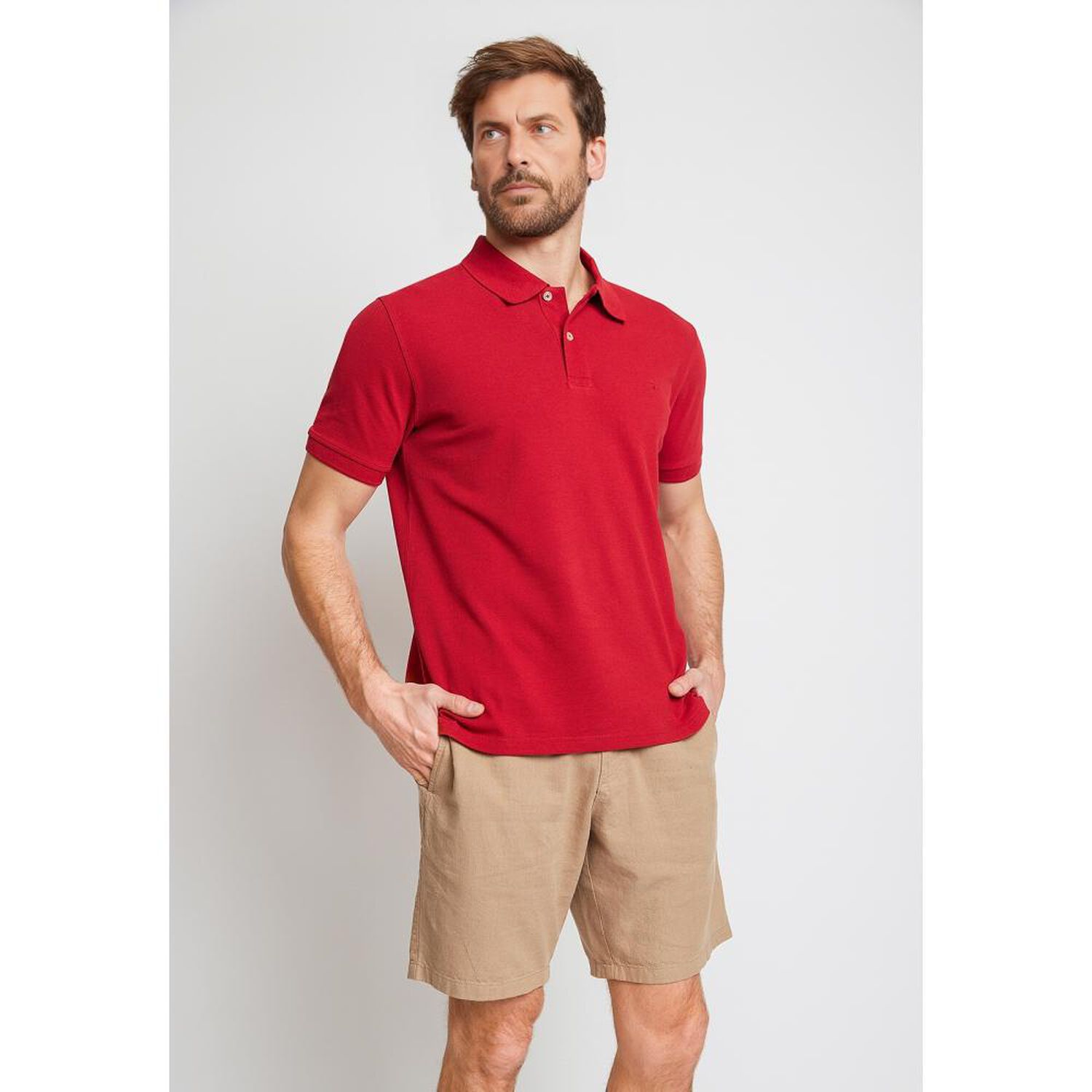 Polera Slim Lisa Manga Corta Cuello Piqu&eacute; Hombre Trial image number 0.0