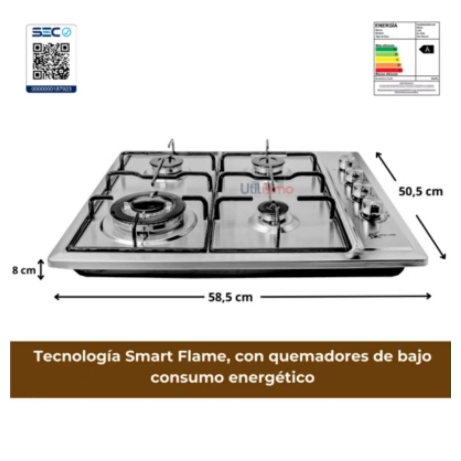 Cocina Encimera A Gas Licuado 4 Platos Acero Inoxidable&nbsp;premium image number 4.0