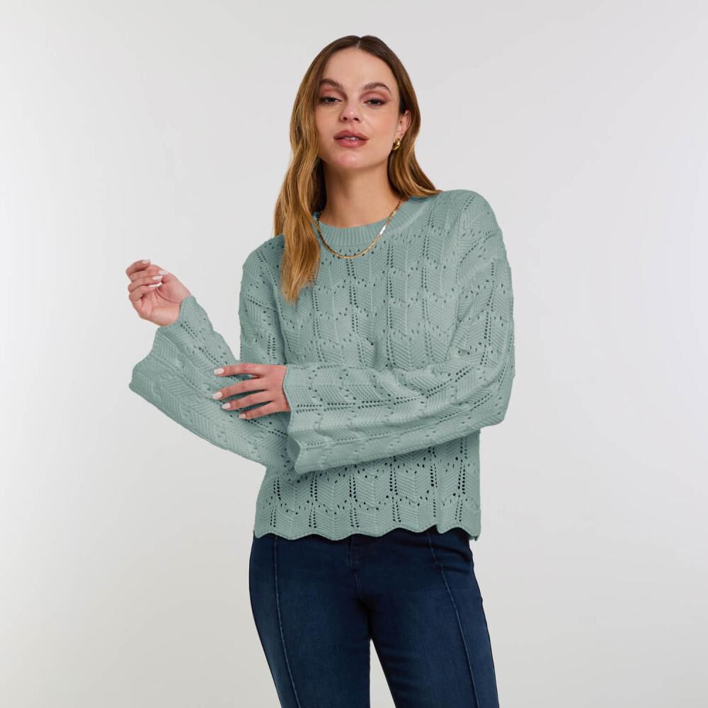 Sweater Calado Manga Larga Cuello Redondo Mujer Kimera image number 0.0