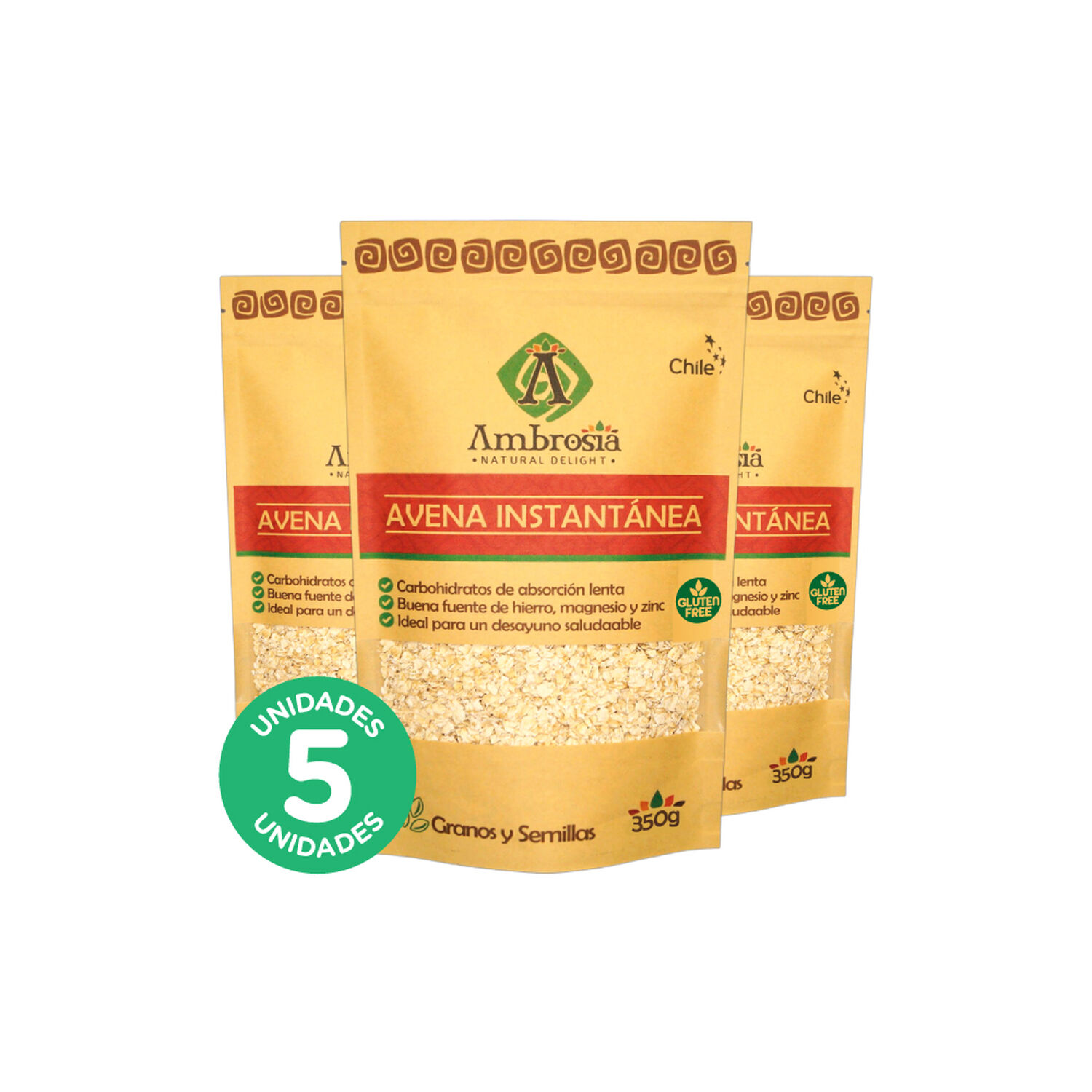 Pack 5, Avena Instant&aacute;nea Libre De Gluten Y Vegana 350gr image number 0.0