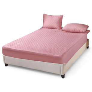 Funda Cubre Colch&oacute;n 2 Plazas Impermeable + 2 Funda Almohada Rosado