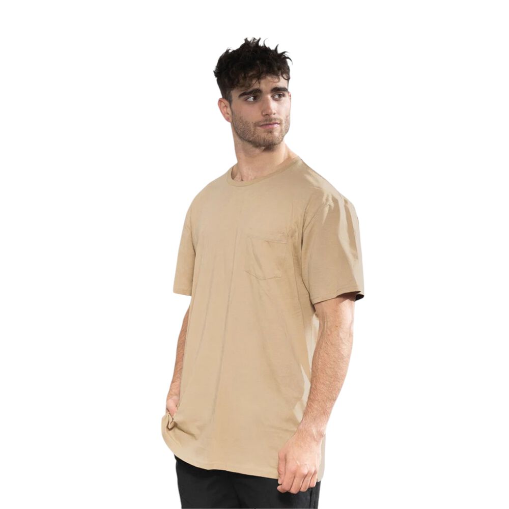 Polera Orgánica Con Bolsillo Café Claro Hombre Falcone image number 2.0