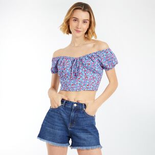Blusa Cors&eacute; Manga Corta Cuello Cuadrado Mujer Freedom