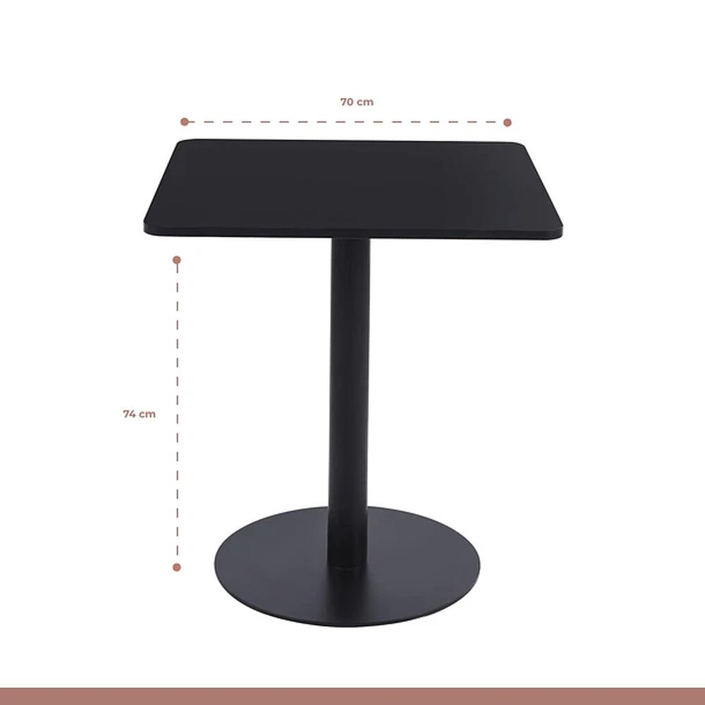 Mesa Restaurant 70x70 Tubo Metal Cubierta Mdf + 4 Sillas Master Negras image number 4.0