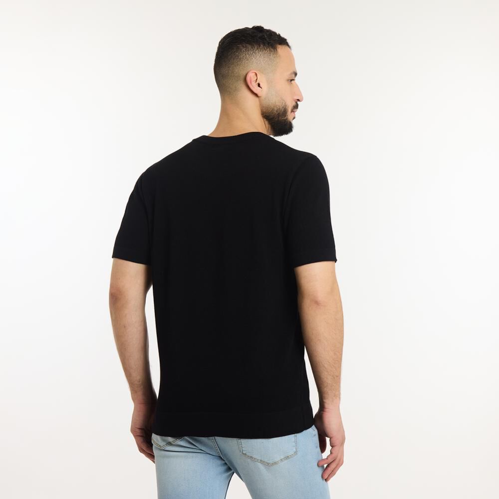 Polera Lisa Regular Manga Corta Cuello Redondo Hombre Az Black image number 3.0