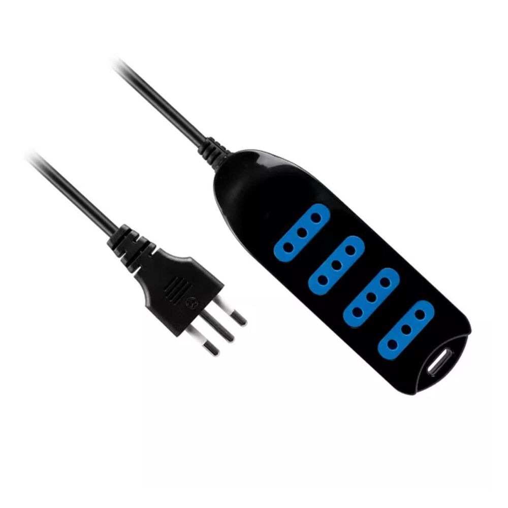 Alargador Extension 5mts 4 Entradas Negro image number 2.0