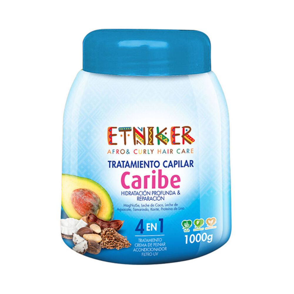 Tratamiento Capilar Afro And Curly Etniker Caribe 4 En 1 De 1000gr image number 2.0