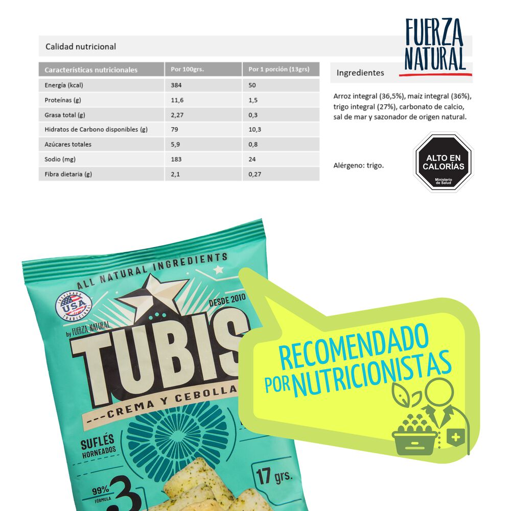 Tubis 17g Crema Y Cebolla Snack Saludable Fuerza Natural image number 2.0