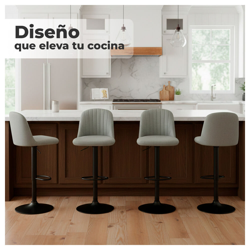 Silla De Bar Moderna Regulable Asiento Tapizado Y Base Met&aacute;lica image number 4.0