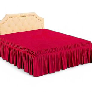 Faldon Para Cama De 1.5 Plazas Color Rojo