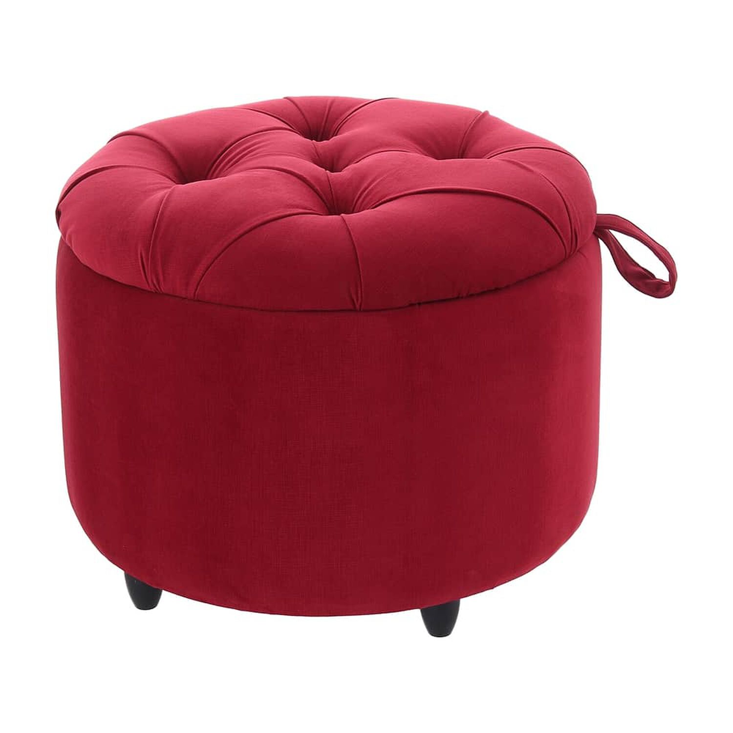 Pouf Ba&uacute;l Zoe Rojo Felpa 60x60x50 Cm image number 0.0