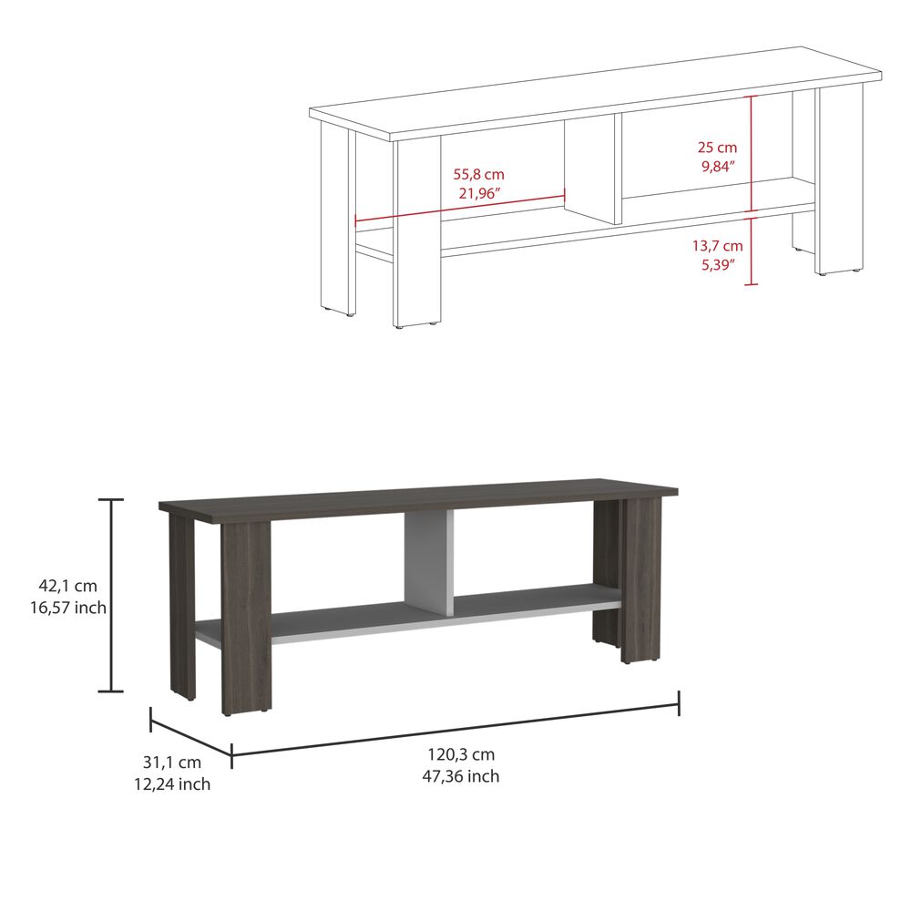 Rack Tv 50" Con 2 Repisas Fm-031o Caf&eacute; Oscuro Y Blanco image number 6.0