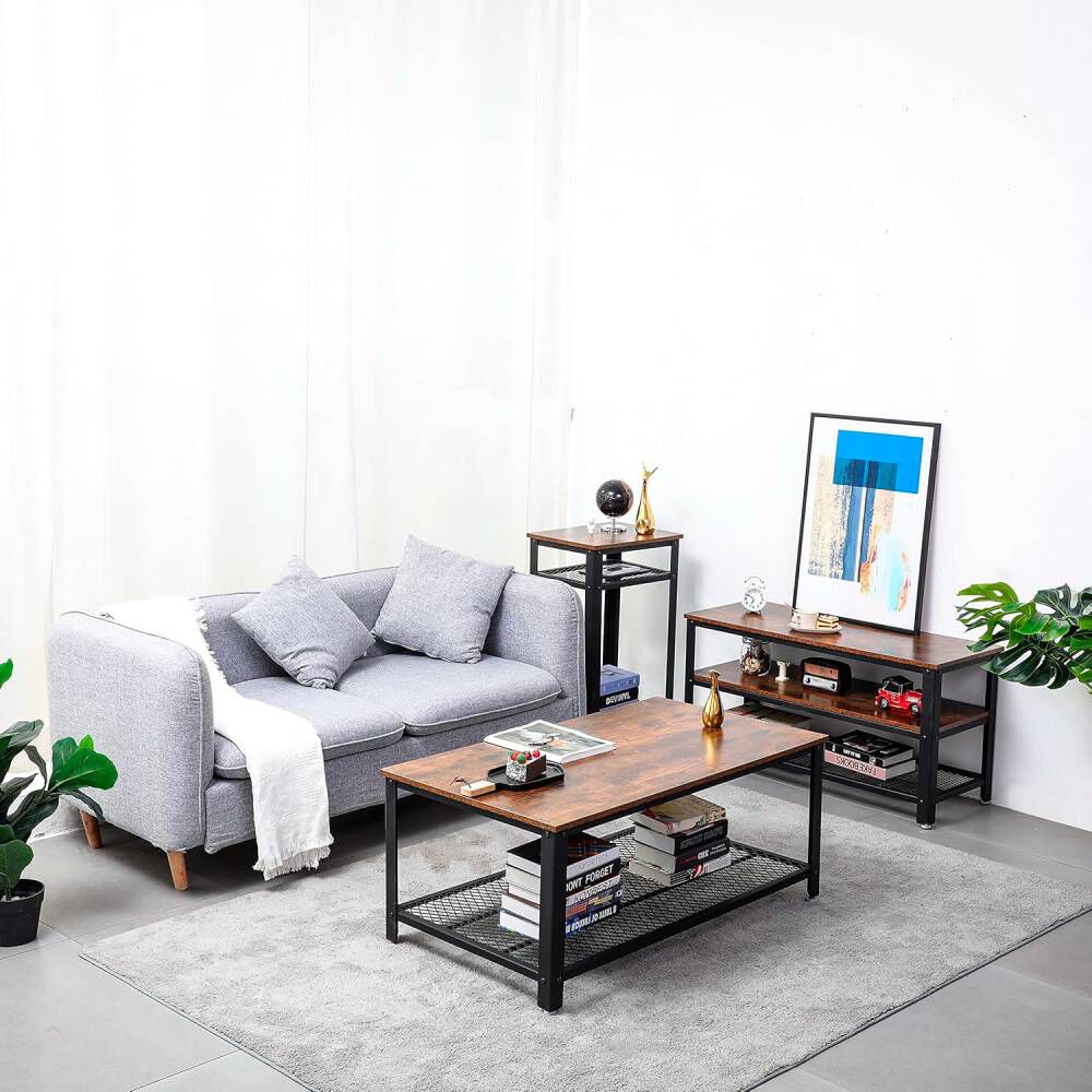 Mesa De Centro Metal Madera Enrejada 106×60 image number 2.0