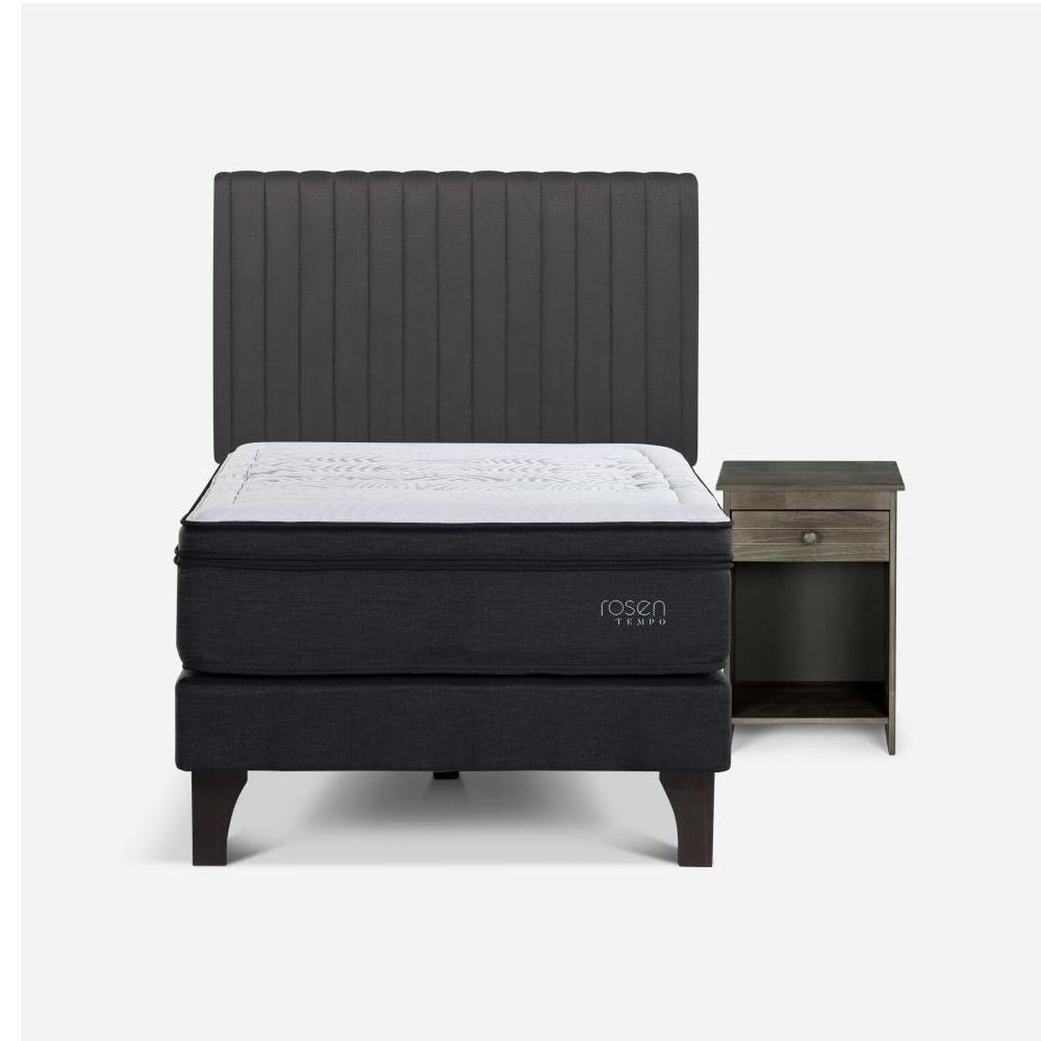 Cama Europea Rosen Tempo / 1.5 Plazas / Base Normal + Set De Maderas image number 0.0