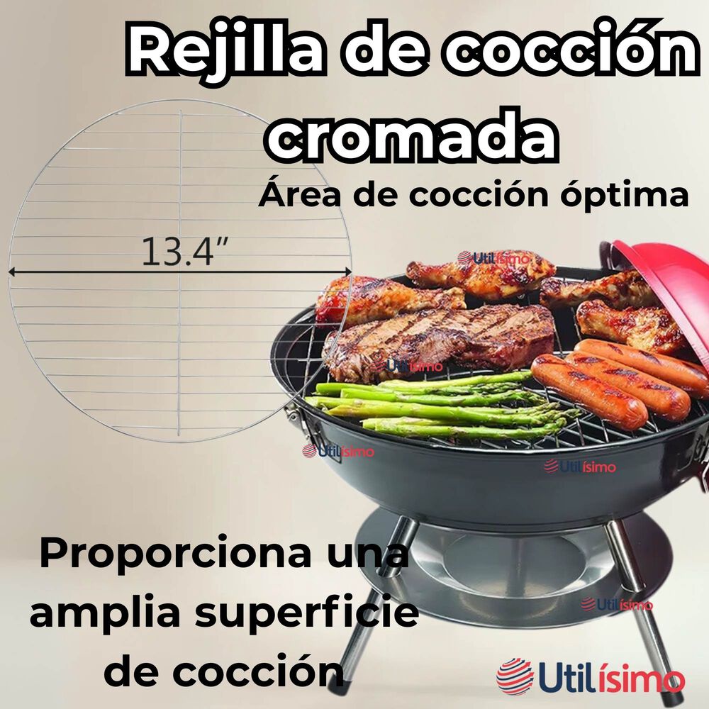 Mini Parrillera Portátil A Carbón Acero Inox Camping Hogar image number 4.0