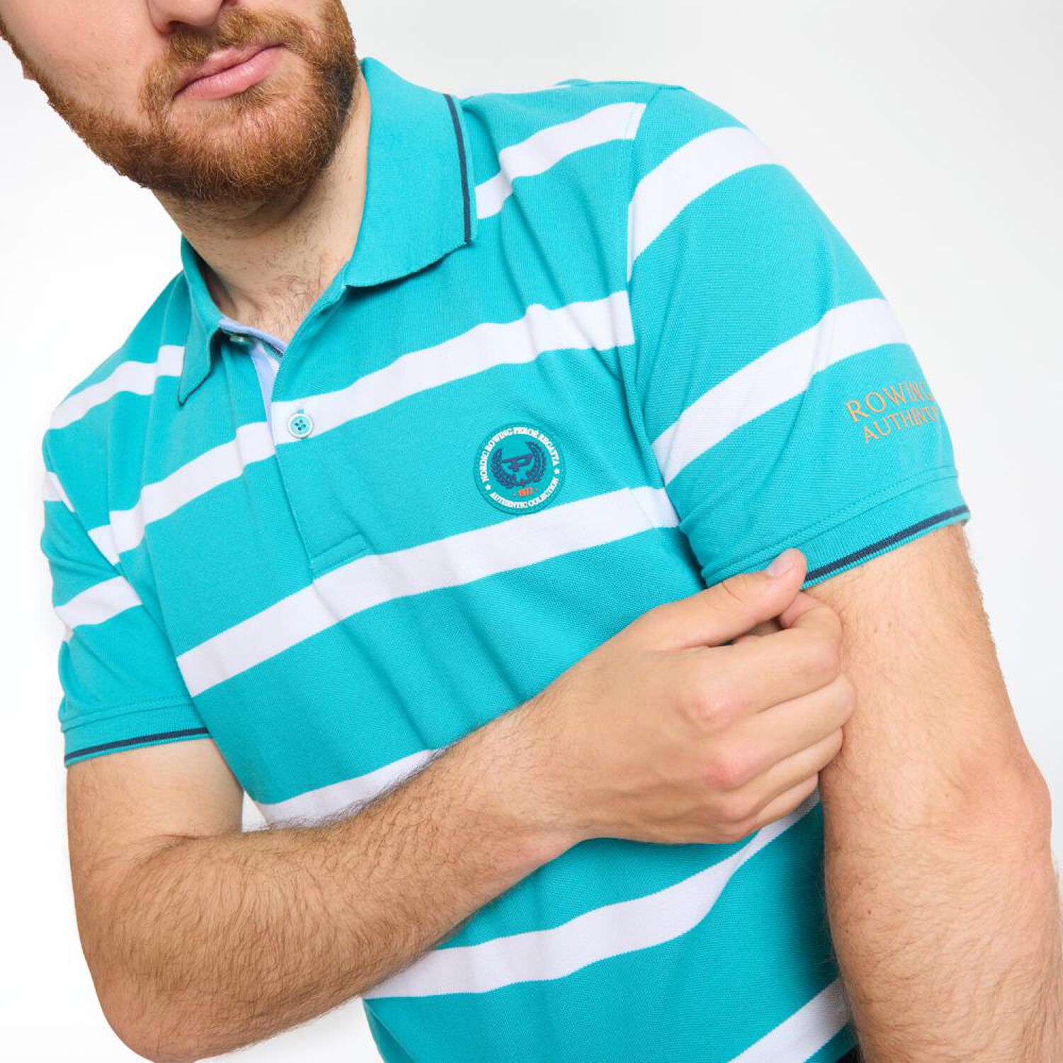 Polera L&iacute;neas Manga Corta Cuello Piqu&eacute; Hombre Peroe image number 4.0