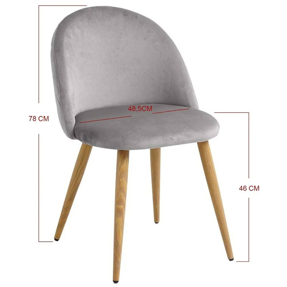 Pack 4 Silla Terciopelo Vintage Gris image number 2.0