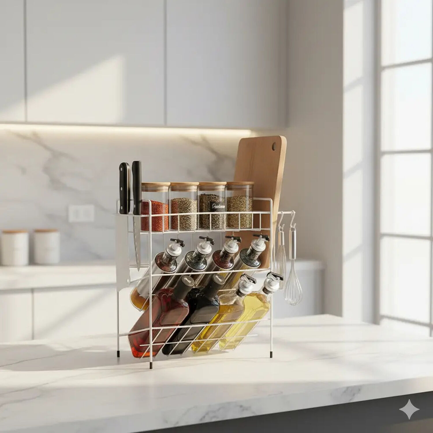 Organizador Rack De Cocina Multifuncional 3 Niveles Color Blanco image number 4.0