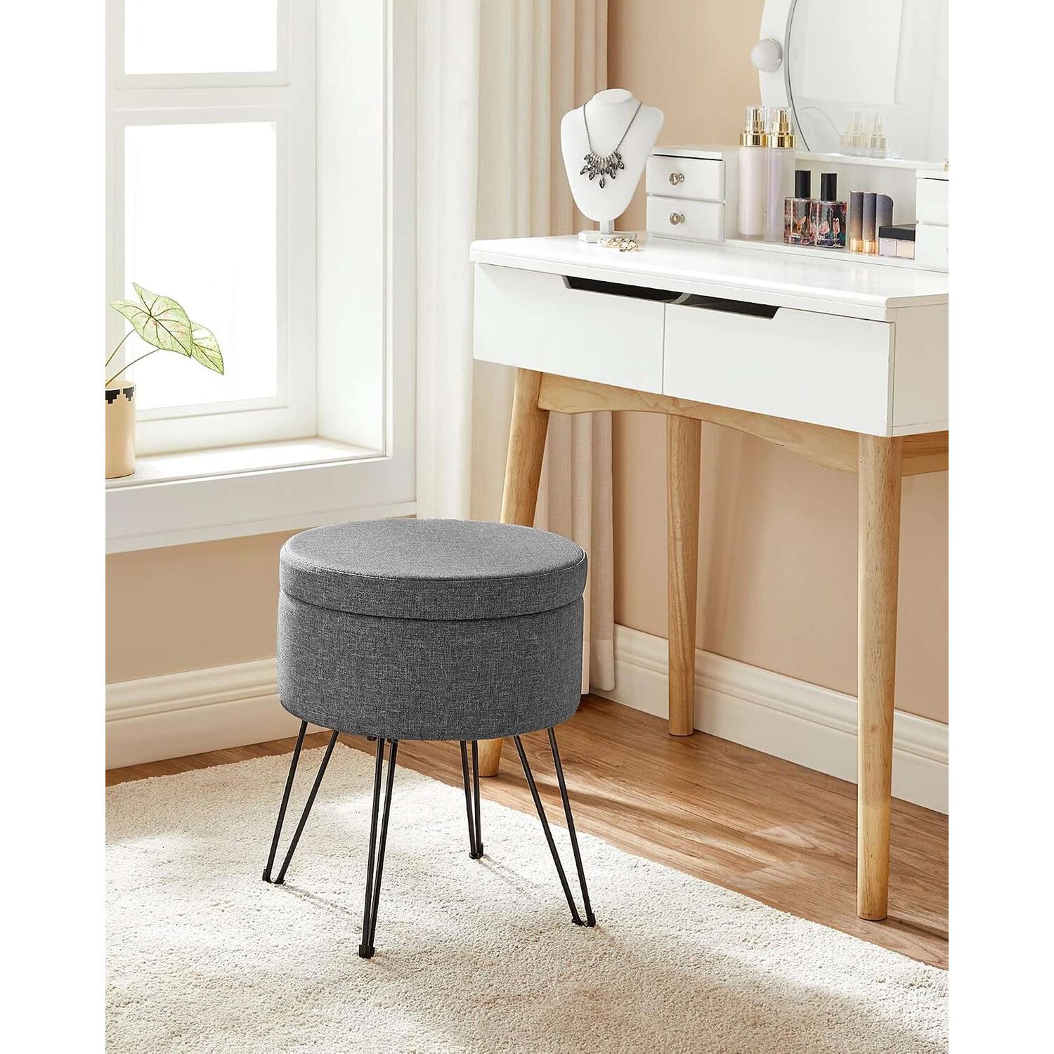 Taburete Puff Songmics Con Almacenaje 51 L Gris Oscuro image number 3.0
