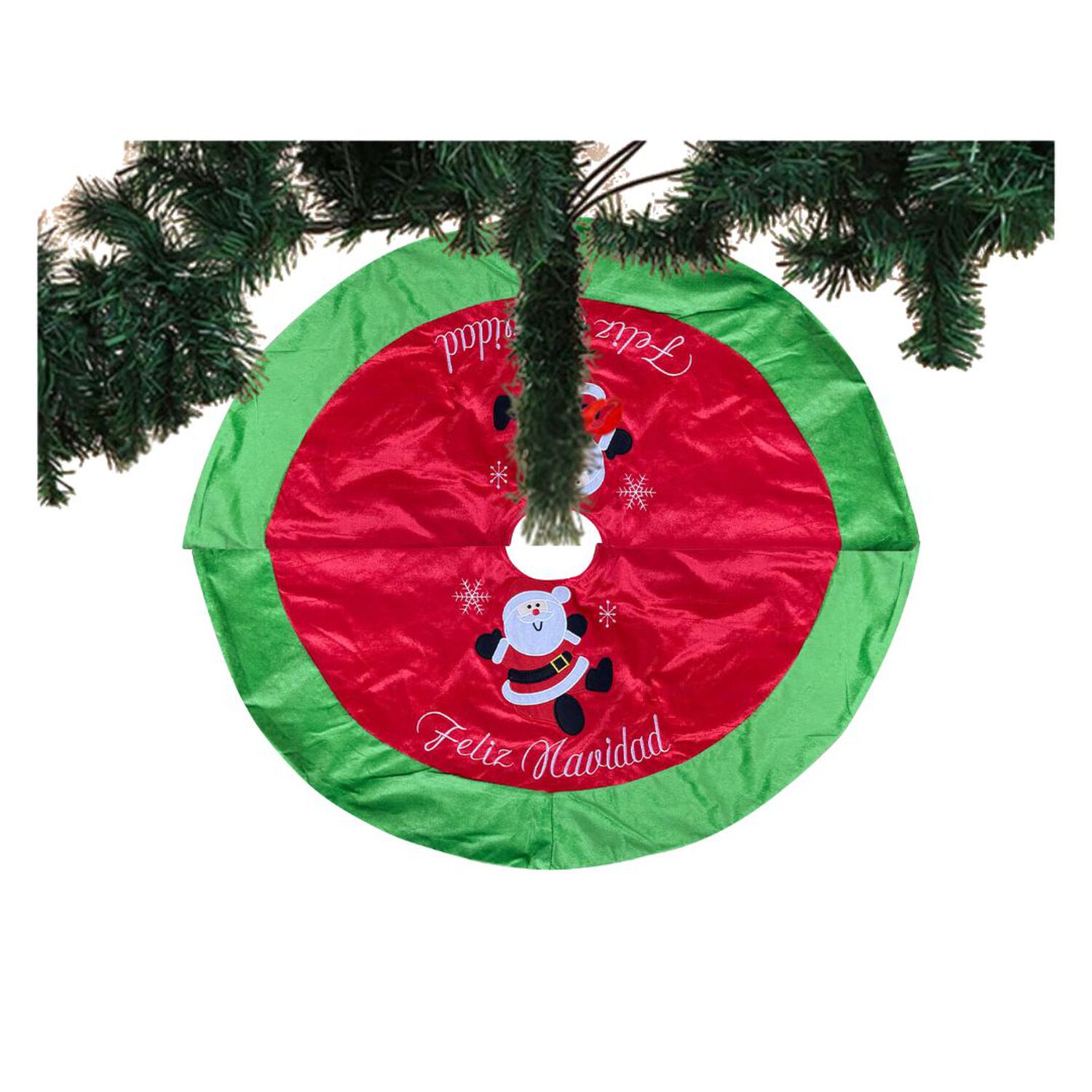 Fald&oacute;n Pie De &Aacute;rbol Navidad 90 Cm Di&aacute;metro Estampado Rojo Y Verde image number 3.0